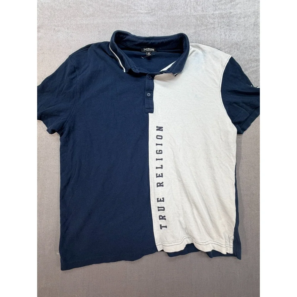 True Religon Blue White Polo Shirt Size 2XL